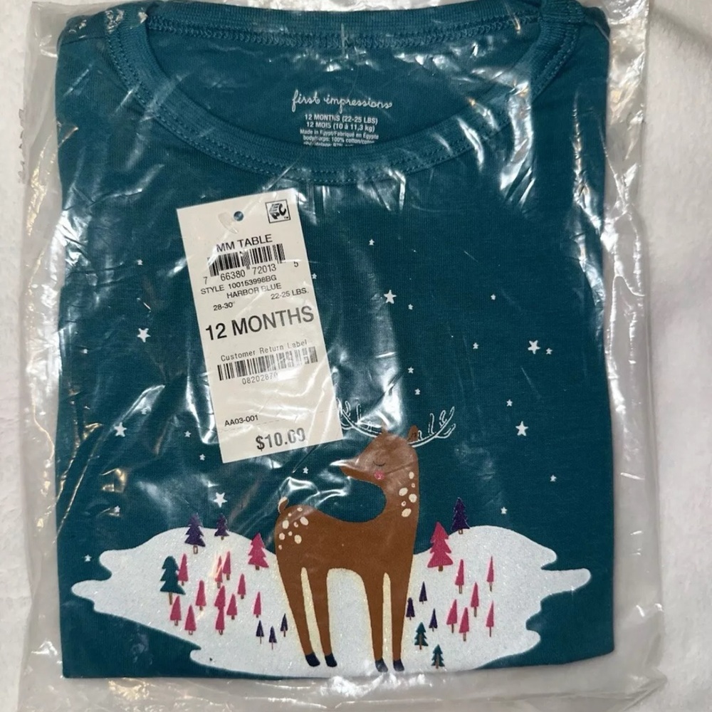 First Impressions Teal Deer Graphic Baby Shirt